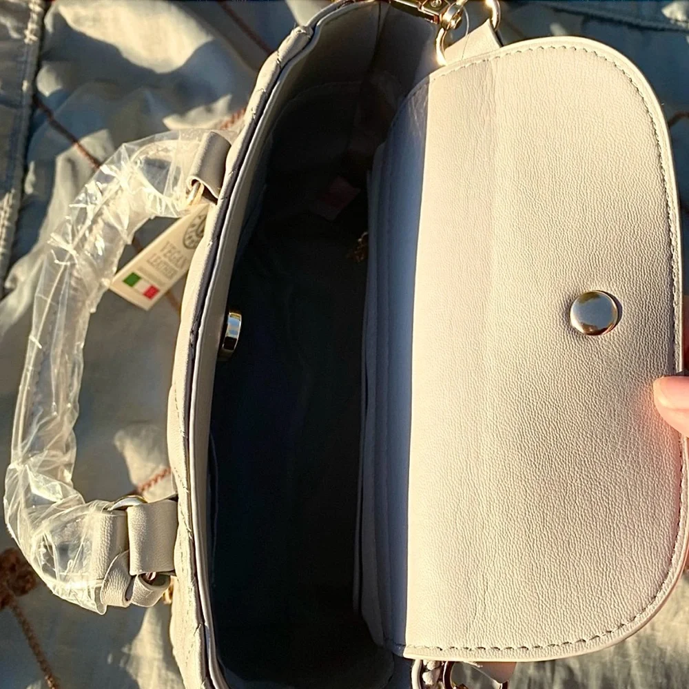 Valentino Orlandi Light Grey Quilted Handbag/Crossbody/Guitar Strap - Picture 4 of 6